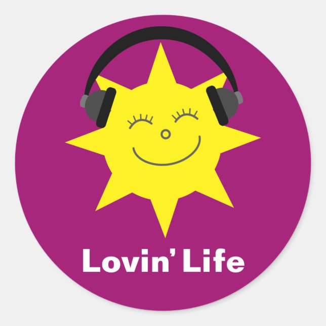 Lovin' Life Sun & Headphones stickers (Front)