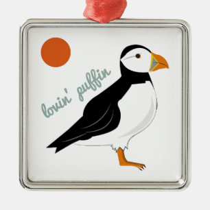 Lovin Puffin Metal Ornament