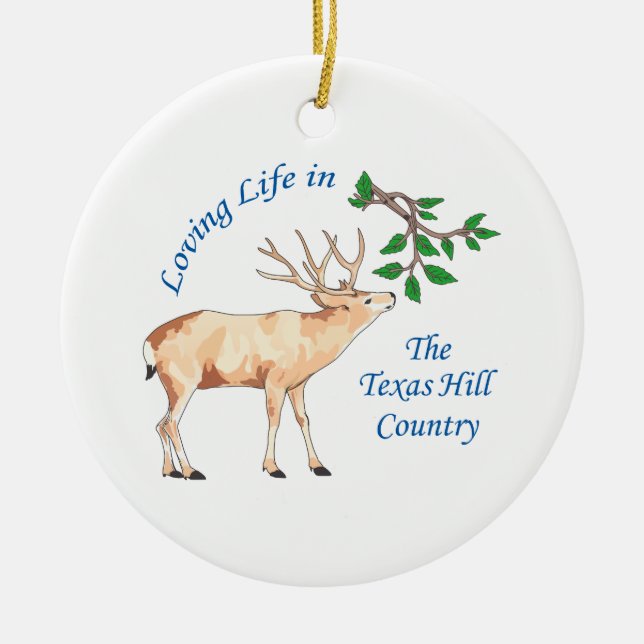 LOVIN TEXAS HILL COUNTRY CERAMIC ORNAMENT (Front)