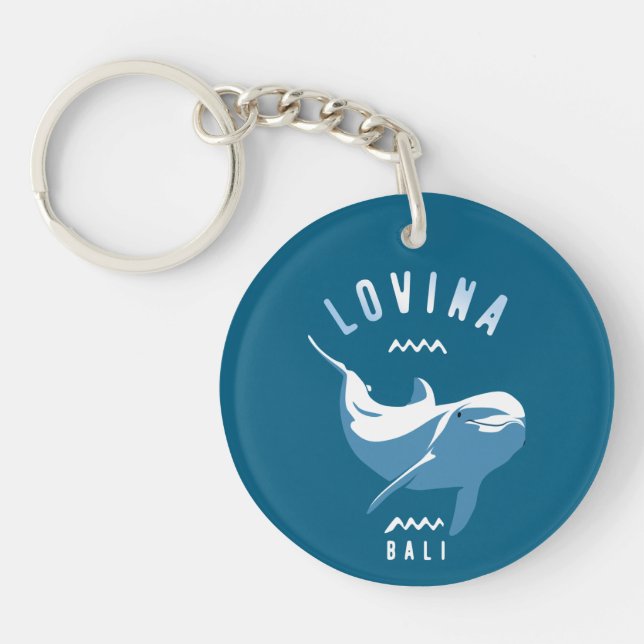 Lovina Bali - Swimming With Dolphins Key Ring (Front)