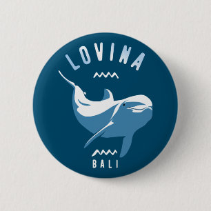 Lovina Bali - Swimming With Dolphins T-Shirt 6 Cm Round Badge