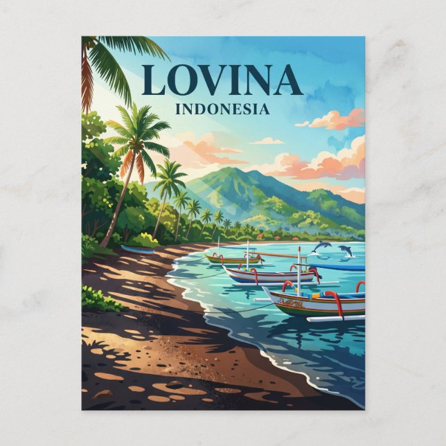 Lovina Beach Indonesia Postcard (Front)
