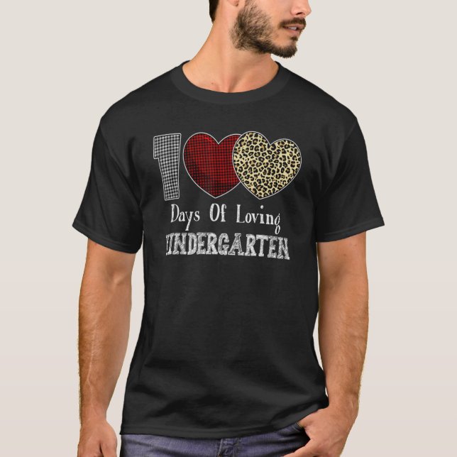 Loving 100 Days Of School Kindergarten Teacher Leo T-Shirt (Front)