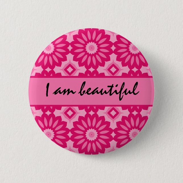 Loving affirmation, I am beautiful 6 Cm Round Badge (Front)