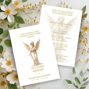 Loving Baby Guardian Angel Memorial Funeral Invitation