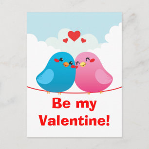 Loving Bird Couple Holiday Postcard