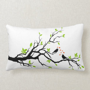 Loving Birds on Branch Lumbar Cushion