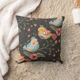 Loving Boho Birds Floral Pattern Cushion