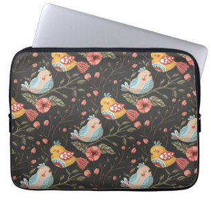 Loving Boho Birds Floral Pattern Laptop Sleeve