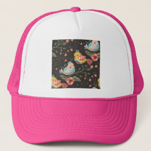 Loving Boho Birds Floral Pattern Trucker Hat