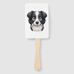 Loving Border Collie Gaze Design Hand Fan