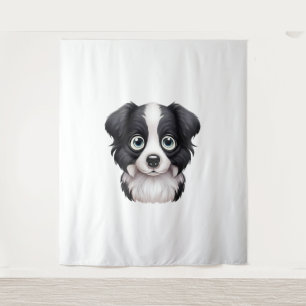 Loving Border Collie Gaze Design Tapestry