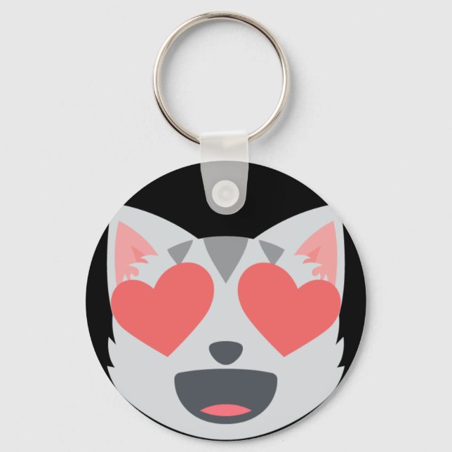Loving Cat Emoji Key Ring (Front)