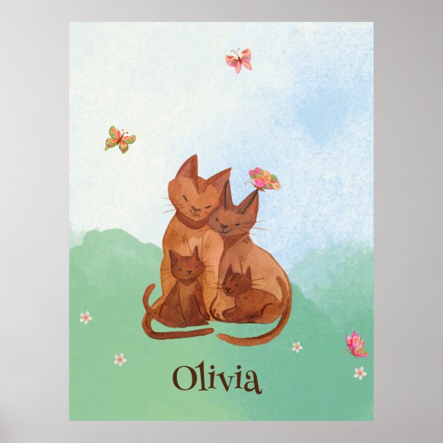 Loving Cat Family Poster (Front)