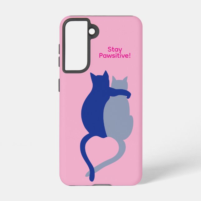 Loving Cats Galaxy Case – Pink, Stay Pawsitive (Back)