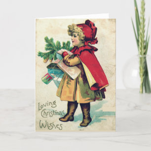 Loving Christmas Wishes Red Riding Hood Christmas Holiday Card