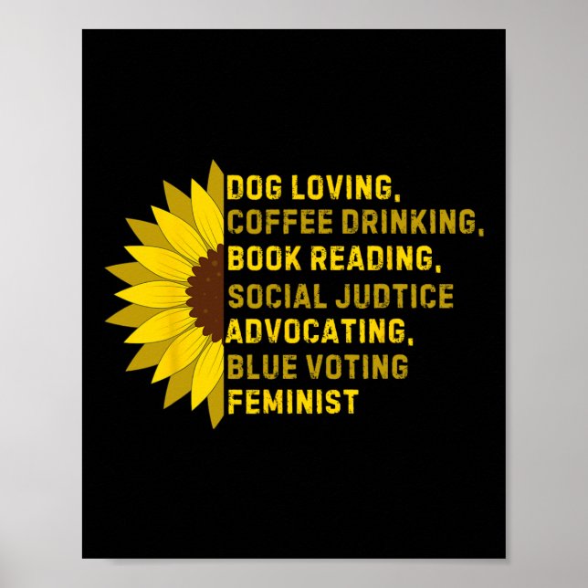 Loving Coffee Drinking Book Reading Social Justice Poster (Front)