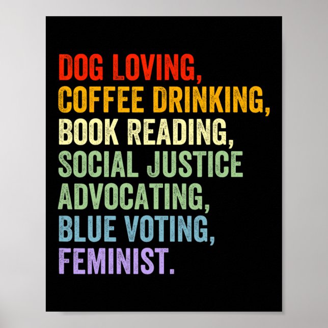 Loving Coffee Drinking Book Reading Social Justice Poster (Front)