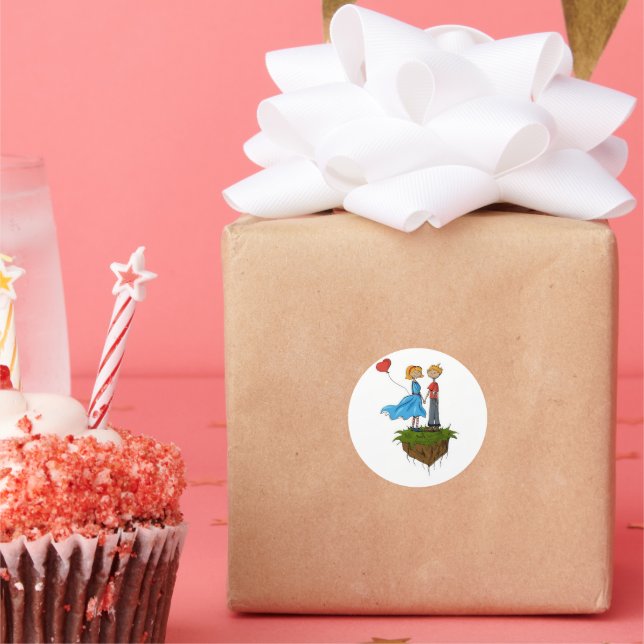 loving couple  classic round sticker (Party)