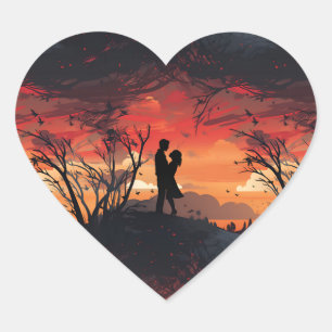 Loving Couple Heart Sticker