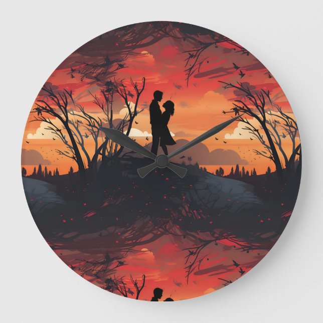Loving Couple  Large Clock (Front)