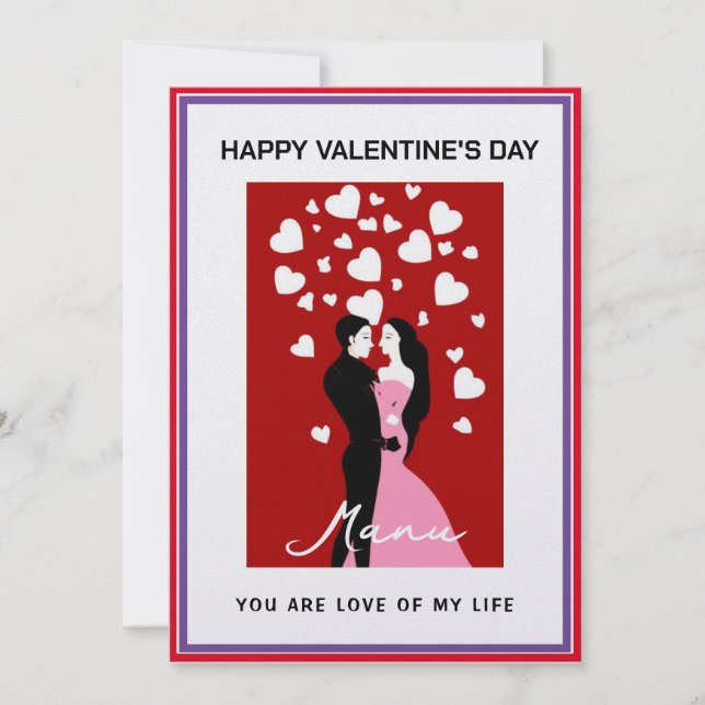 loving Couple Personalised Anniversary Valentine's Holiday Card (Front)