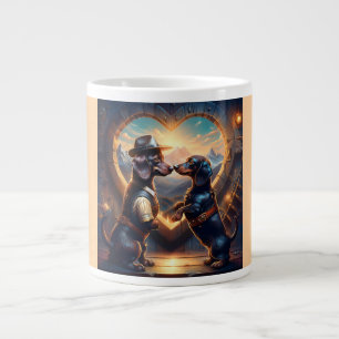 Loving Dachshund Couple At Portal Of Love Large Coffee Mug