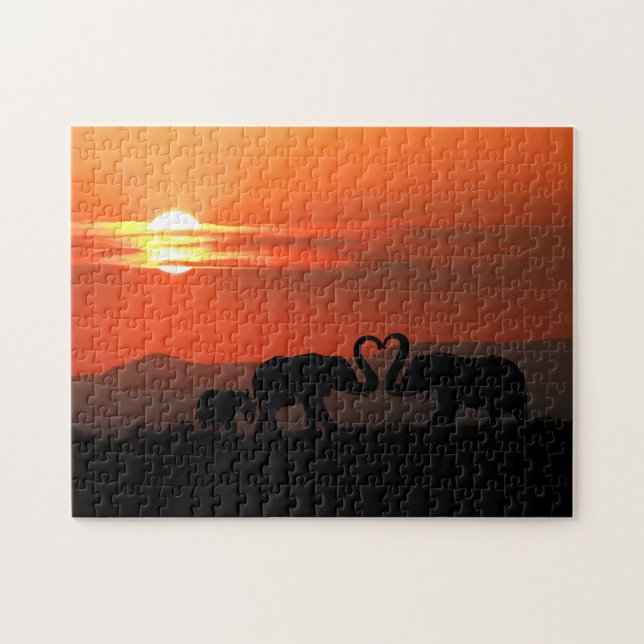 Loving Elephant Family, Jigsaw Puzzle (Horizontal)