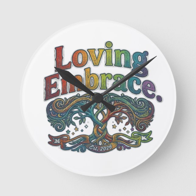 Loving Embrace Round Clock (Front)