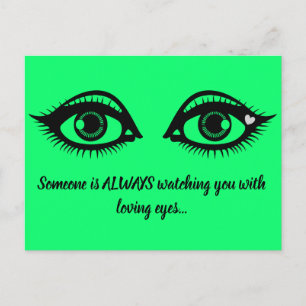 Loving Eyes Cute Encouraging Quote Lime Green Postcard