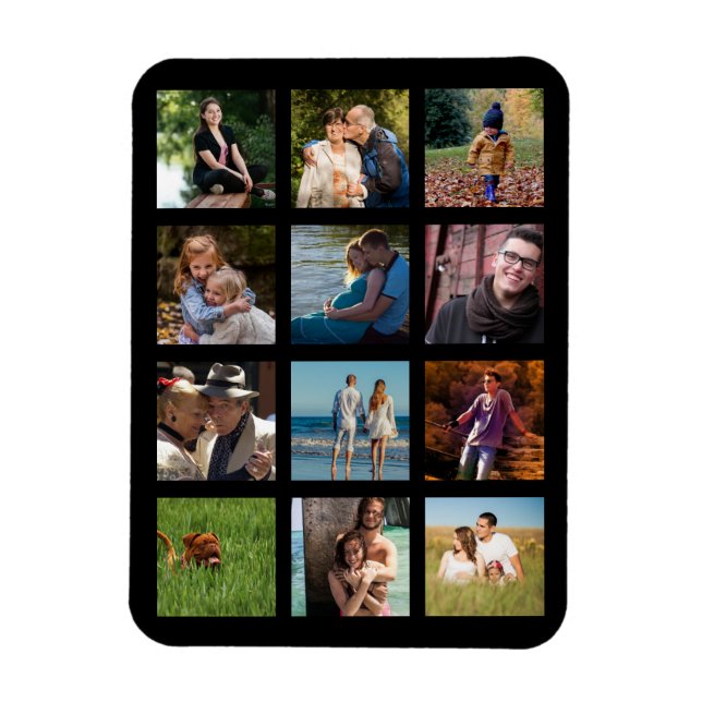 Loving Family Photo Collage Budget Monogram Magnet (Vertical)