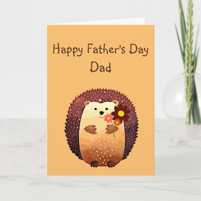 Loving Father's Day Dad Cute Hedgehog Animal Card (Front)