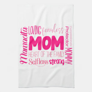 Loving Fearless Mom Heart of the Family Tea Towel