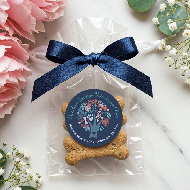 Loving Floral & Foliage Pet Paw Tree Company Classic Round Sticker (Loving Floral & Foliage Pet Paw Tree Company Classic Round Sticker)