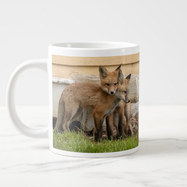 Loving Fox Kits Large Coffee Mug (Left)