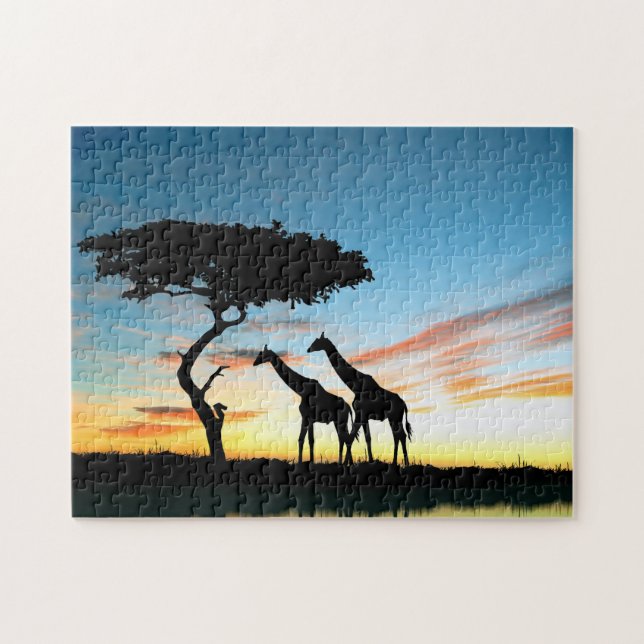 Loving Giraffe Couple, Jigsaw Puzzle (Horizontal)