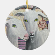 Loving Goats ceramic ornament