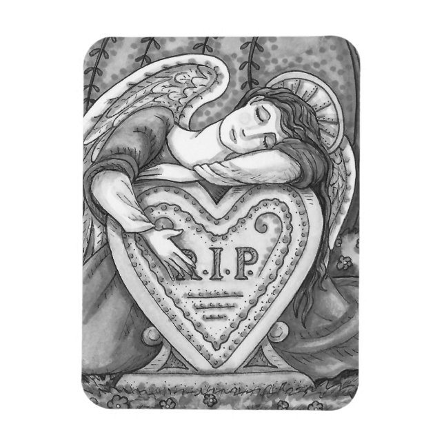 LOVING GUARDIAN ANGEL, CEMETERY MOURNING ART RIP MAGNET (Vertical)