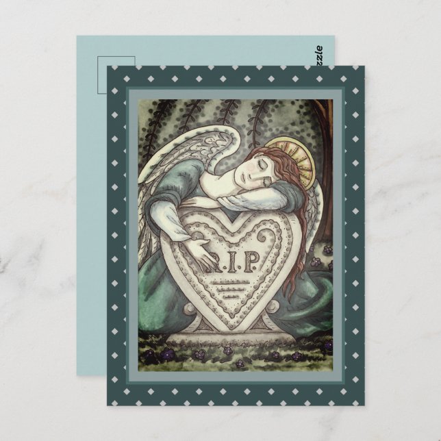 LOVING GUARDIAN ANGEL, CEMETERY MOURNING ART RIP POSTCARD (Front/Back)