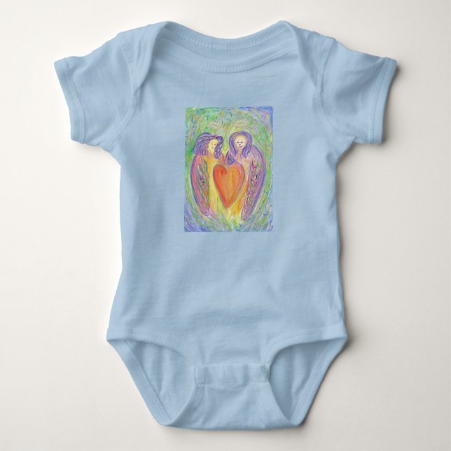 Loving Guardian Angels Heart Art Baby Bodysuit (Front)