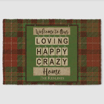 Loving Happy Crazy Home Personalised Family Welcom
