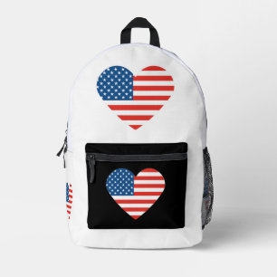  Loving Heart Shaped American Flag Design Printed Backpack