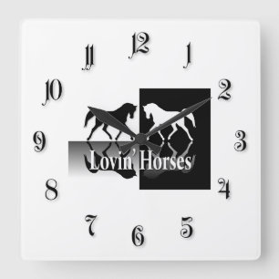 Loving Horses Square Wall Clock