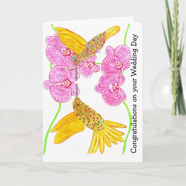 Loving Hummingbird Wedding Day  Card (Front)