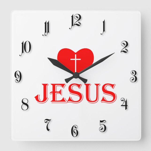 Loving Jesus Square Wall Clock (Front)