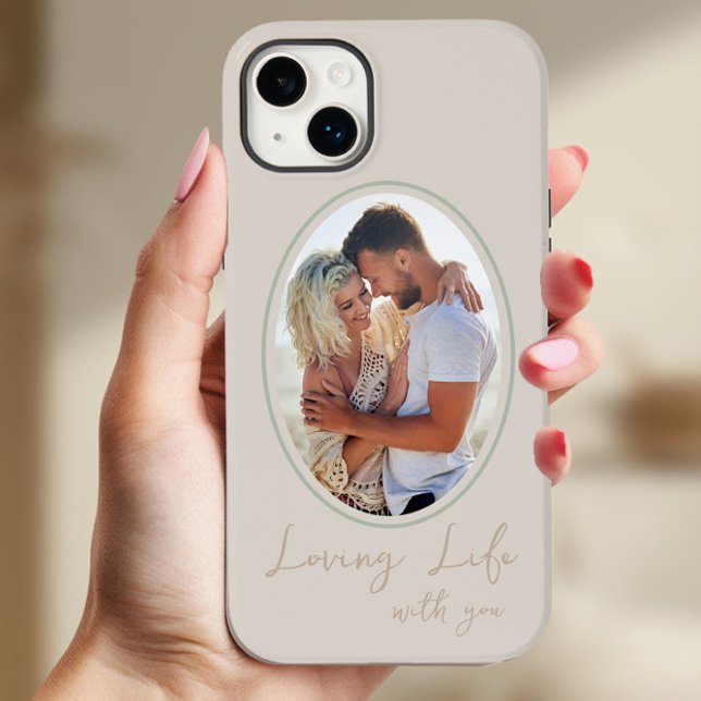 Loving Life with You Neutral Oval Framed Photo Case-Mate iPhone Case (Natural beige iphone case with photo by Darling & May)