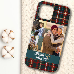 Loving Life with You Tartan Plaid 3 Photo Green iPhone 13 Pro Max Case