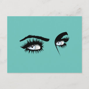 Loving Light Blue Defined Drawing Female Glance Postcard