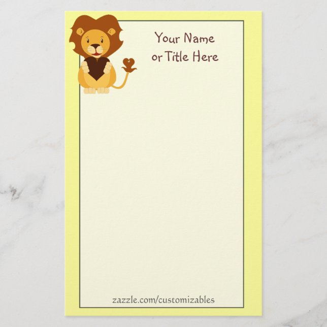 Loving Lion Stationery (Front)