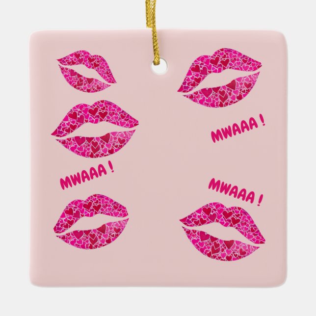 Loving Lips 01 MWAAA! Ceramic Ornament (Front)